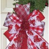 HANDMADE VALENTINE BOW WIRED CANVAS RIBBON for WREATH LANTERN MAIL