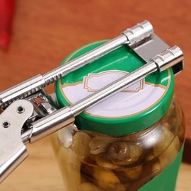 Stainless Steel Opener, Easy to Use for Those with Weak Grip, Adjustable to Lid Size SIS-765 Stainless Steel Opener/Silver 5ea