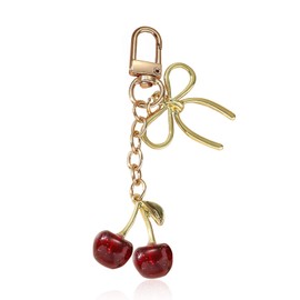 Cherry Keychain for Women Cute Bow Keychain Bag Charms Kawaii Cherry Purse Charms Accessories Birthday Day Gifts