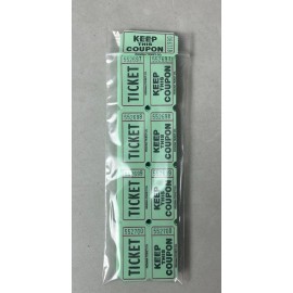 ITC 100 Double Stub Raffle Tickets 50/50 Split the Pot Packaged as Pictured - Green