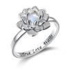 Moonstone Lotus Ring, Sterling Silver True Love Waits Engraved Lotus