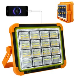 CREATESTAR Solar Portable Camping Light with Stand, 100W 12000mAh Battery Rechargeable Light with 4 Modes, LED Cordless Flood Lights for Work, Emergency Power Failure, Car Repair