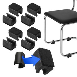 PATIKIL 8 Pcs Rectangular U Shaped Chair Leg Caps with Felt Pads Smooth Sliding Furniture Feet Floor No Scratch Noise Protector Protects Hard Floors Fits 12mm Diameter Legs Blacks