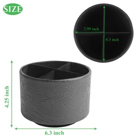 Haecsfl Round Leather Art Supply Organizer,Remote Control Holder,360-degree Rotating Pen Organizer with 4 Compartments(1-Butterfly Black)