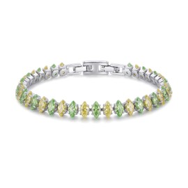 RINHOO Tennis Bracelet for Women, AAA Cubic Zirconia Single Row Link Bangle, 4-Prong Setting Shiny CZ, Luxury Fashion Jewelry Gifts for Birthday Anniversary (Yellow&Green)
