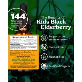 Herb Pharm Herb Pharm Kids Certified-Organic Alcohol-Free Black Elderberry Glycerite Liquid Extract, 1 Ounce (GLKELD01)