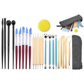 Jaybva Ball Stylus Dotting Sculpting Art Painting Kit Polymer Clay Pottery Tools Silicone Rubber Tip Pens for Ceramics Modeling Embossing