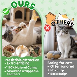 Acostop Catnip Cat Toys for Indoor Cats - 6 Styles Natural Silvervine Chew Toys for Teeth Cleaning, Relief Anxiety and Stress, Reduce Obesity Risk, Ideal for Cat Gifts