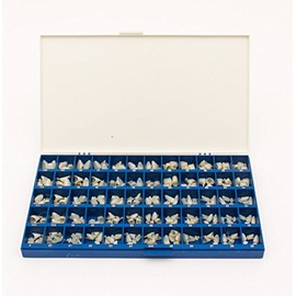 Kit de caja de coronas dentales temporales de policarbonato, 180 piezas con guía de papel