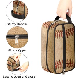 Kids Travel Toiletry Bag - Waterproof Hanging Dopp Kit for Boys Men - Large Shaving Bags for Toiletries Accessories Bathroom Stuff, Retro Baseball