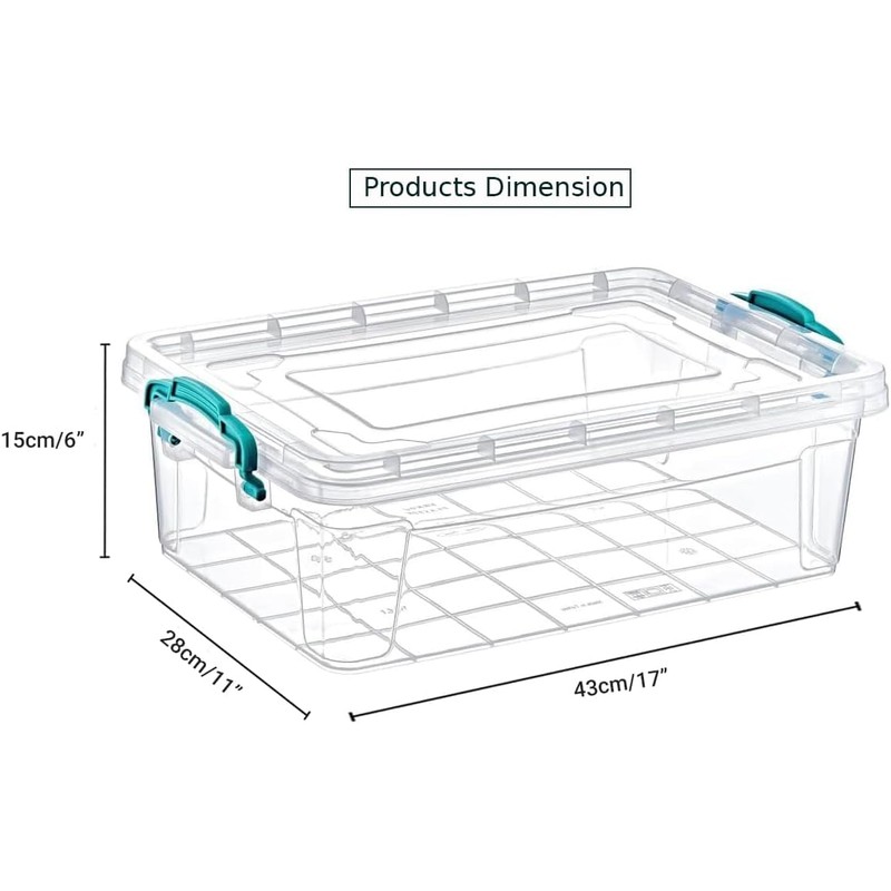 Best House|Plastic Storage Box with Clips & Lid|Size 10L (L:43cm