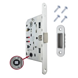 AGB Mediana Evolution Door Lock with Central Locking for Interior Door (Matt Chrome-Plated WC)