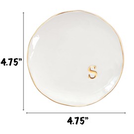 COLLECTIVE HOME - Ceramic Jewelry Tray, Decorative Trinket Dish for Rings Earrings Necklaces Bracelet Watch Keys, Birthday Mother's Day Christmas Gift for Women, 4.75", Glossy (s)