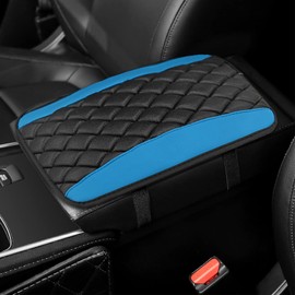 Lyxheth Car Center Console Cover, Car Armrest Cover, Universal Leather Waterproof Armrest Seat Box Cover Protector, Comfortable Car Decor Accessories Arm Rest Cover Pad for Most Cars (Blue)
