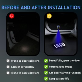DZJJHK 2PCS Car Door Lights Logo Projector Rechargeable Universal,Rechargeable Wireless Car Door Projector Lamp,HD Vehicle Welcome Lights,Shadow Ghost Lamp,Emergency Light(logo-IN-FINI-TI)
