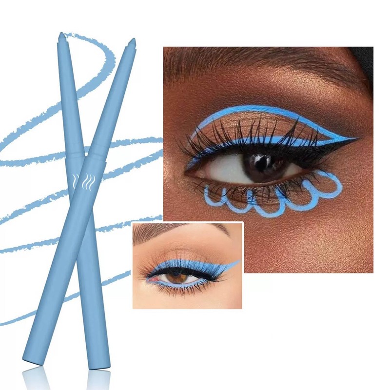 Wavuketu Blue Eyeliner Waterproof Blue Eyeliner Pencil Retractable blue Gel