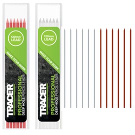 Tracer Deep Hole Pencil Alternative Lead Set - 12 x 2.8 mm High Visibility Coloured Leads for Pencil 6 x Red, 6 x White, 12 x Pencil Leads