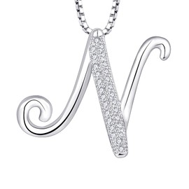 STARCHENIE Initial Necklace for Women 925 Sterling Silver Letter N Pendant 26 Alphabet Jewelry
