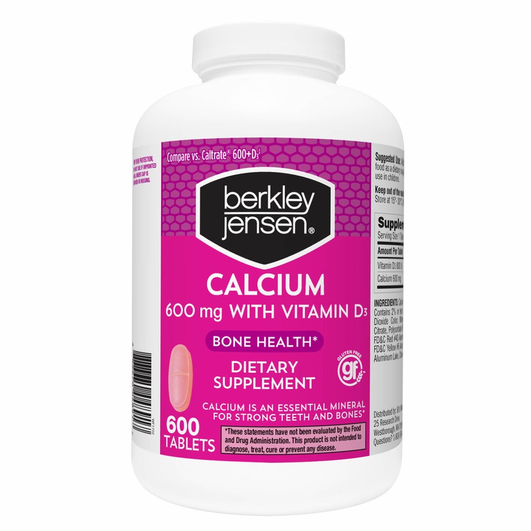 Berkley Jensen 600mg Calcium with Vitamin D3 Tablets, 600 ct.