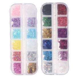 COHEALI Diy Nail Art Sticker Sequins Glitter Nail Powder 2 Sets Manicure Glitter Sequin Makeup Kit