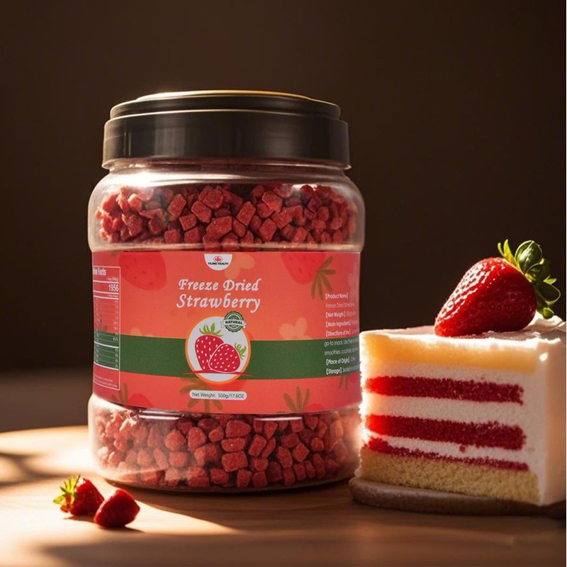 Premium Freeze Dried Strawberries Pieces 17.6 Oz/500g, Crispy Diced Strawberries