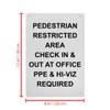 Pedestrian Restricted Area Check In Sign, 8.5 x 11 in"