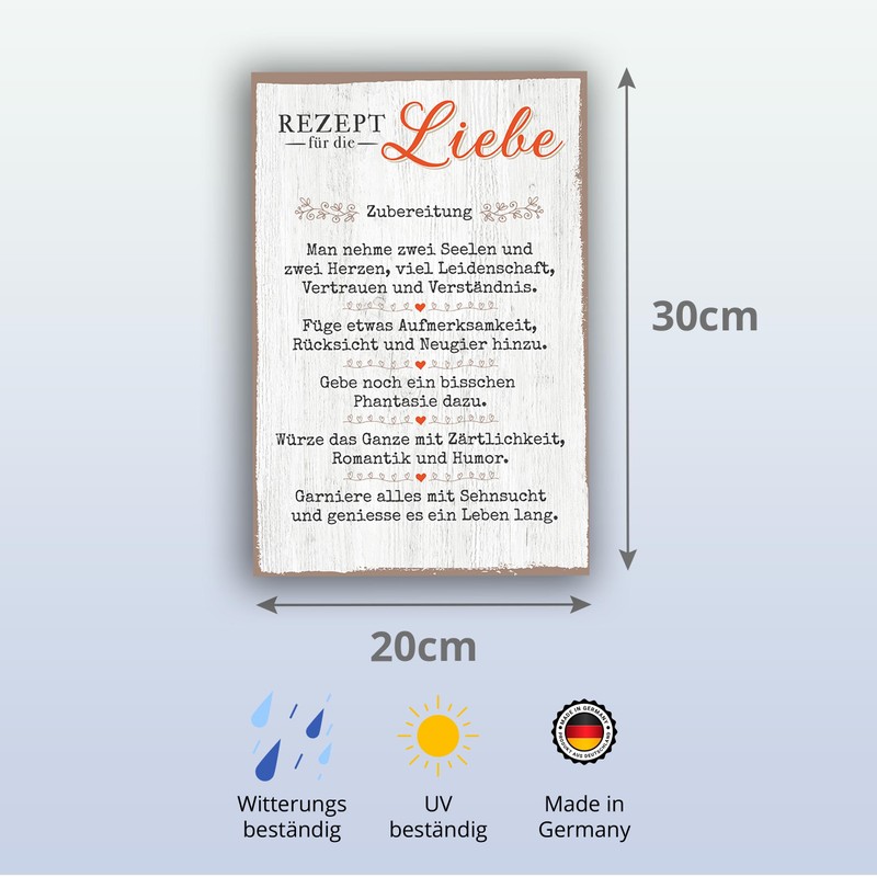 Recipe for Love - Home Sign with Quote as Gift