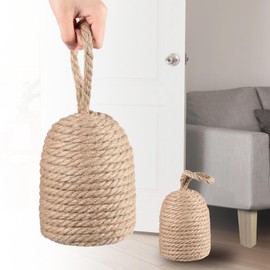 Jingmore 2 Pcs 2 Pcs Decorative Door Stoppers Natural 5.4lb Heavy Door Stop with Handle Weighted Doorstop Indoor Farmhouse Jammer Blocker Keeps Open Bookend Christmas Gifts (Wicker Jute)