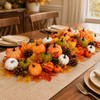 50Pcs Thanksgiving Artificial Pumpkins Set with Leaves Acorns and Pine