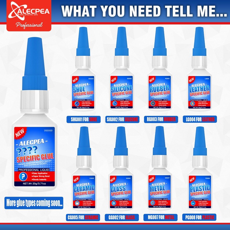 ALECPEA 20g Glass Glue - Fast-Curing & Weatherproof Adhesive for