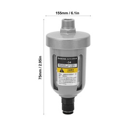 Automatic Drain Valve for Air Compressor DN15, Pneumatic Mini Filter with Translucent Body (Floating Ball Type Drain Trap, Aluminum Alloy Gas Drainage Valve for Compressed Air Systems)