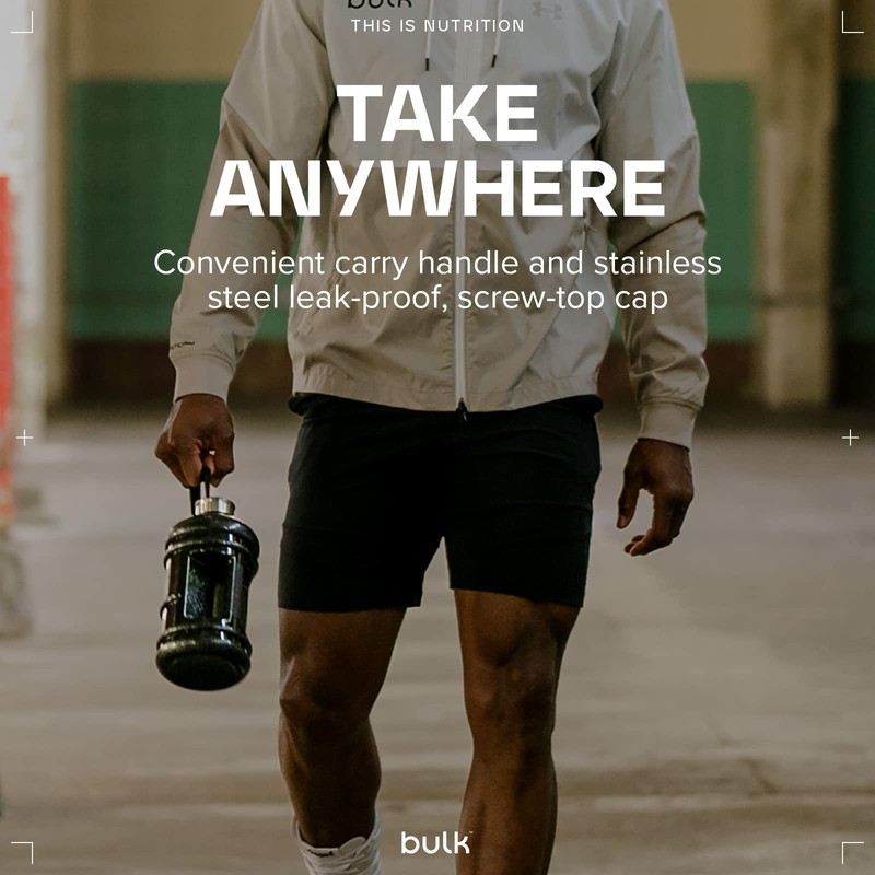 Bulk Half Gallon Water Bottle, Gunmetal Black, 2.2 Litre