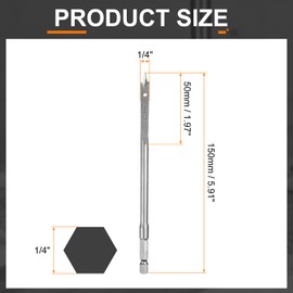 HARFINGTON Spade Drill Bit 1/4" Paddle Flat Bits Wood Hole Cutter with Quick Change 1/4 Inch Hex Shank for Woodworking Fiberglass, Silver Tone