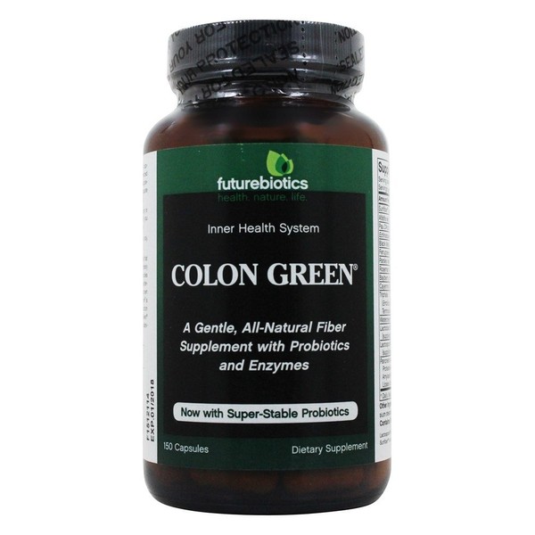 Futurebiotics Colon Green Fiber Supplement Capsule - 150 per pack - 3 packs per case.