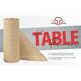 Lang Horn Hessian Fabric Table Runner Jute Runner - 30 cm x 10 m Long Burlap Fabric Hessian Roll, Natural Hessian Table Runner For Dinning, Wedding and Farm House