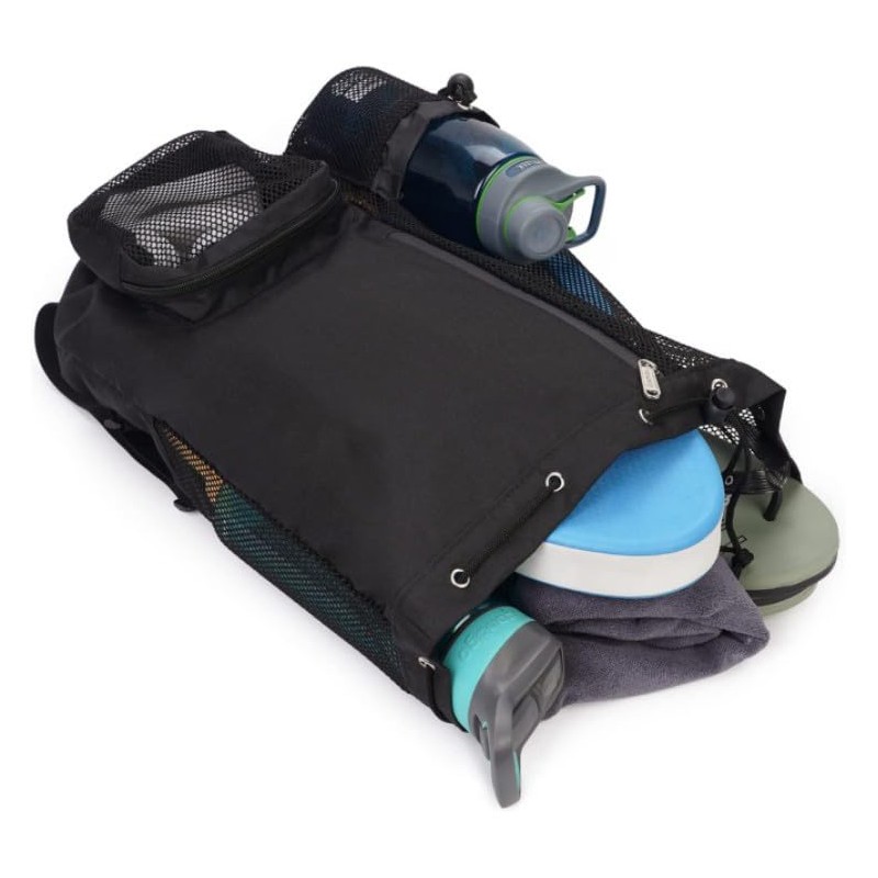 Swim Bag Mesh Drawstring Backpack with Wet Pocket for Swimming,