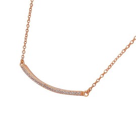 My Daily Styles – Curved Bar Necklaces for Women – Cubic Zirconia-Encrusted Pendant Necklace in the Shape of an Arch – 925 Sterling Silver Necklace