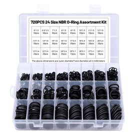 PWGHWG 740 Piece Sealing Rings Set O-Ring Assortment 24 Sizes Seals Nitrile Rubber O-Rings Sealing Rings for Electrical & Hydraulic Applications