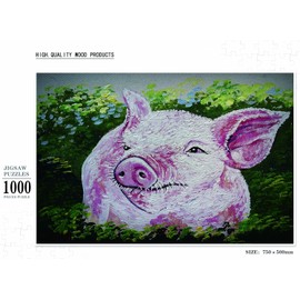 Jigsaw Puzzle 1000 Piece Happy Colorful Pig Animal Suitable for Teenagers and Adults Wall Decoration