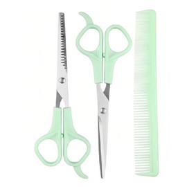 Hair Cutting Shears Set with Professional includes Hair Cutting Shear, Hair Thinning Scissor and Comb, 6.7inch Hair Shears Stainless Steel Barber Thinning Scissors Kit for Women/Men(GREEN)