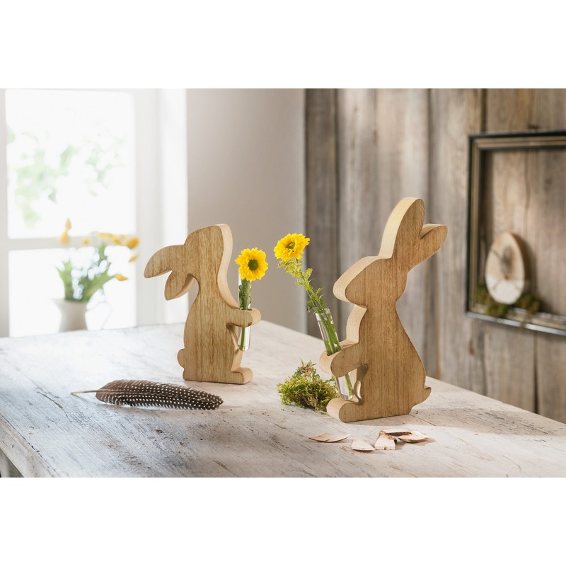 FRANK FLECHTWAREN Fran kFlechtwaren Easter Decoration, Rabbit with Vase, Set