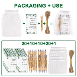 20 Pcs Thank you Inspirational Pens Bulk Gifts, Employee Appreciation Gift Motivational Quote Ballpoint Pens with Organza Bags and Thank You Cards for Teacher Student Coworkers Staff volunteer Gifts