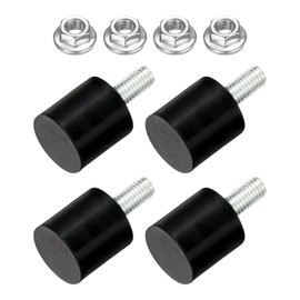 sourcing map 4Pcs M4 Thread Rubber Mounts, Vibration Isolators, Cylindrical Shock Absorber with Studs 15 x 15mm with Non-Slip Nuts