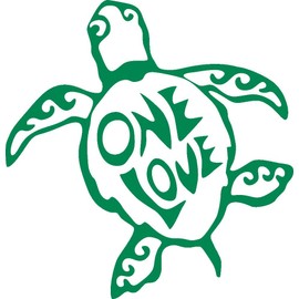One Love Turtle Rasta Reggae Vinyl Cutout Sticker 3.25-by-3.4 Inches (Black)