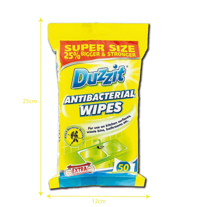 Duzzit Antibacterial Wipes, Pack Of 50