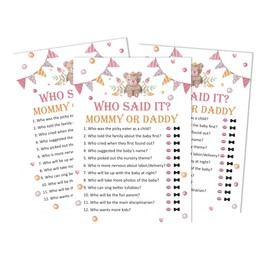 Inkdotpot Who said it Game Mommy Or Daddy 50 Sheet Fun Baby Shower Game Gender Neutral Party Party Supply
