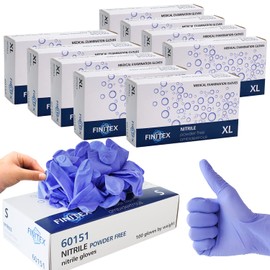 FINITEX Disposable Nitrile Exam Gloves 1000 PCS - 3.2mil Ice Blue Powder-free Latex-Free Examination Home Cleaning Food Gloves (L)