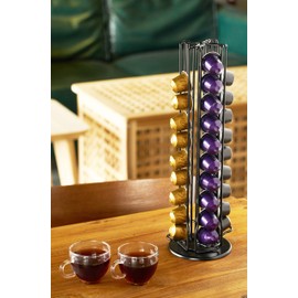 Meelio Coffee Pod Carousel Capsules Holder Storage Organizer Rack Compatible with Nespresso Original Line 40 Pods, Black