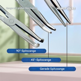 MANUFORE 28mm 11 Inch Long Nose Pliers Set (3-Piece) - Straight, 45° Bent, 90° Bent - for Electrical Work, Repairs, DIY and More