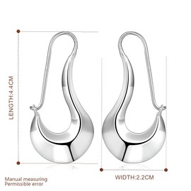 Cutesmile Fashion Jewelry 925 Sterling Silver Simple Unique Hook Shape Earrings for Women, Silver
